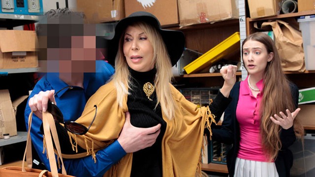 These Hot Girls Knows How to Steal, But They Also Know How to Suck the Security Guard's Big Dick